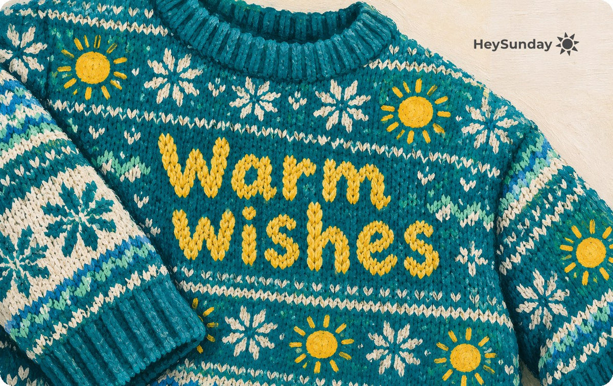 HeySunday gift card, Warm Wishes design