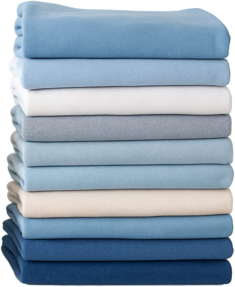 A tall stack of folded laundry