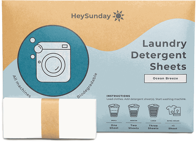 A pack of HeySunday laundry detergent sheets