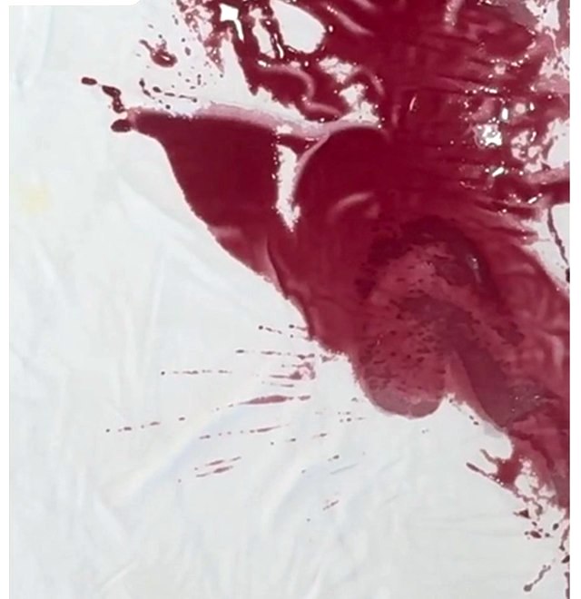 A white shirt with a red wine stain